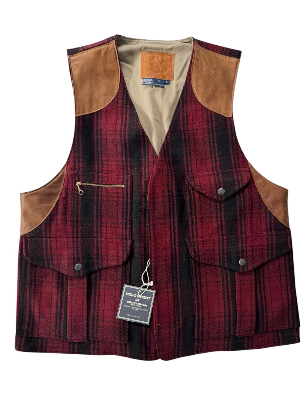 Vintage Polo Ralph Lauren Sportsman Vest Wool Plaid | LARGE NWT - Picture 7 of 14